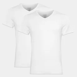 JBS 2 e slim fit bambus v-hals T-shirts* T-Shirts|Nat T-Shirts