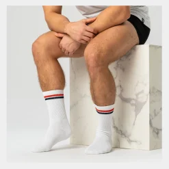 Copenhagen Bamboo 3 par e bambus tennissokker med rød/blå striber*Børn Strømper|Tennissokker