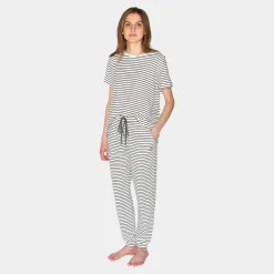 CCDK Betty bambus natbukser hvid med grå striber fra*Dame Natbukser Og -Shorts