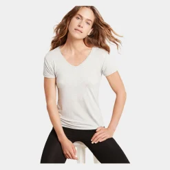 Boody Grå bambus T-shirt med v-hals til damer fra*Dame T-Shirts