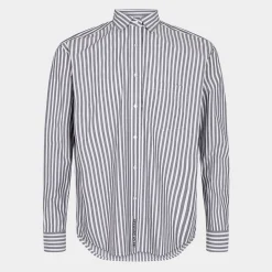 JBS of Denmark Hvid bambus skjorte med brede grå striber* Skjorter