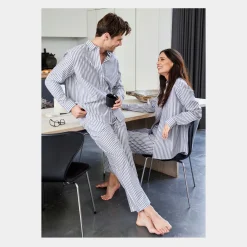 JBS of Denmark Hvid bambus skjorte med brede grå striber* Skjorter