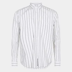 JBS of Denmark Hvid bambus skjorte med smalle grå striber* Skjorter