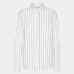 JBS of Denmark Hvid bambus skjorte med smalle grå striber fra*Dame Nattoppe Og -Skjorter|Skjorter