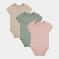 Bamboo Basics Kortærmet bambus body - lyerød, beige, grøn - fra*Børn Bodyer