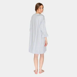 CCDK Nora bambus natkjole - blå, hvide og grå striber*Dame Natkjoler