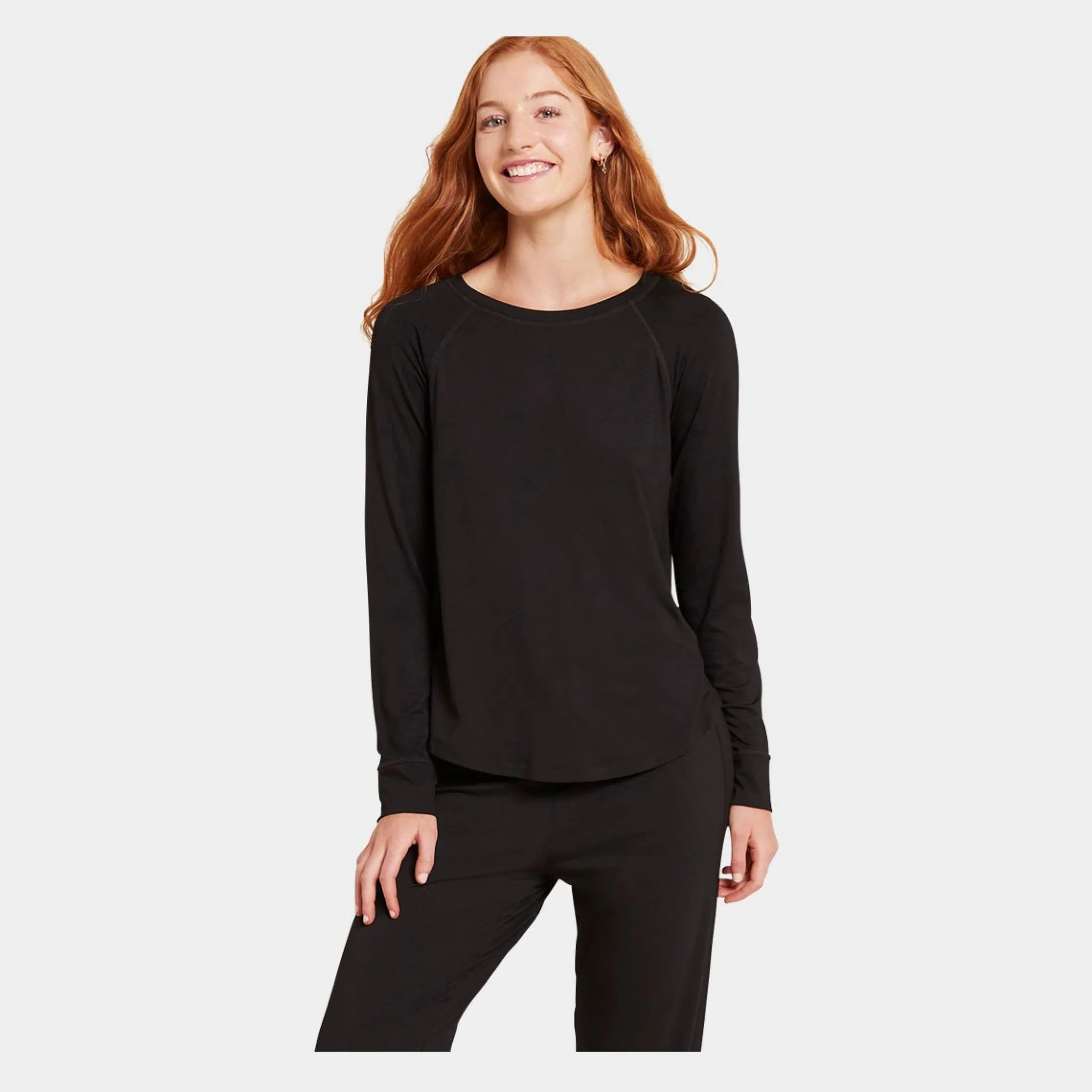 Boody dame raglan bambus lounge T-shirt med lange ærmer fra*Dame Nattoppe Og -Skjorter|Langærmet T-Shirts