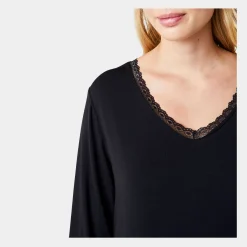 CCDK Superblød langærmet bambus natkjole med blondekant fra*Dame Natkjoler