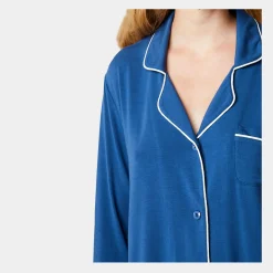 CCDK Superblød støvet blå bambus natskjorte til kvinder fra*Dame Nattoppe Og -Skjorter