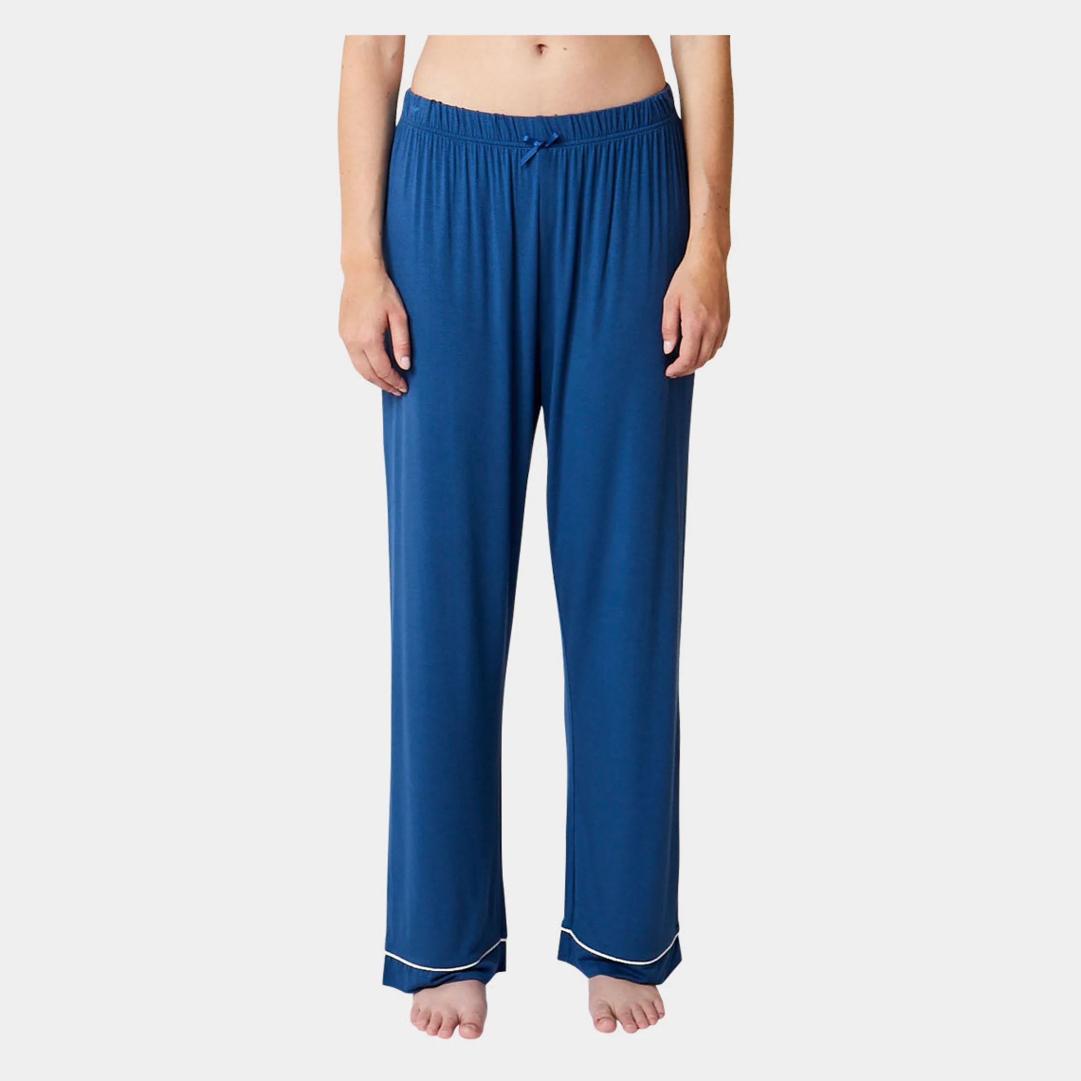 CCDK Superbløde blå bambus natbukser med tittekant fra*Dame Natbukser Og -Shorts