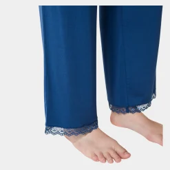 CCDK Superbløde blå bambus natbukser med blondekant fra*Dame Natbukser Og -Shorts